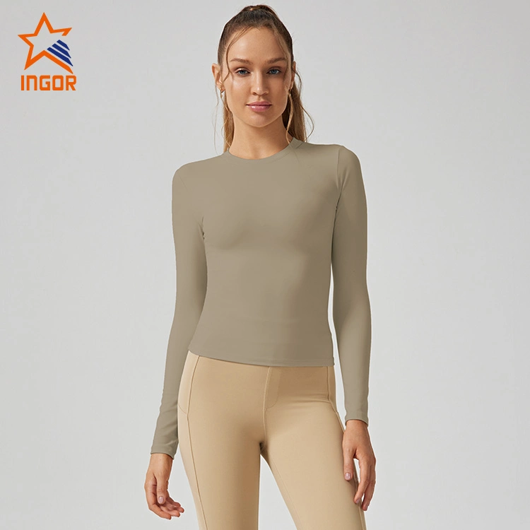 Ingor Sportswear ropa de entrenamiento Proveedor mujeres ropa ropa personalizada ropa de calle Camiseta de manga larga para mujer