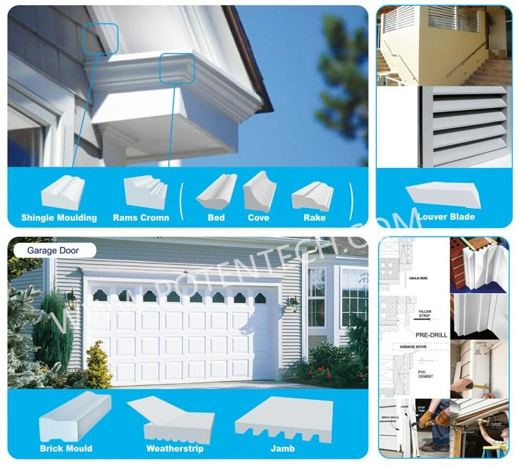 PVC Foam Profiles PVC Back Band Casing Drip Cap Moulding Profile for Building Material