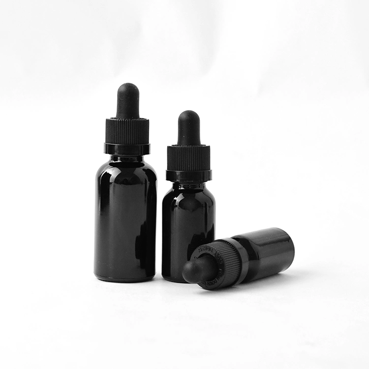 Hot Selling 120ml 4oz Bright Black Color Glass Bottle with Dropper for Essential Oil Storage Usage