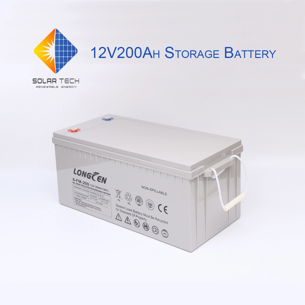 12V 200 a Deep-Cycle Gel Rechargeable Storage Battery for Solar Panel/Inverter/Power-Tool/UPS/Electric-Scooter