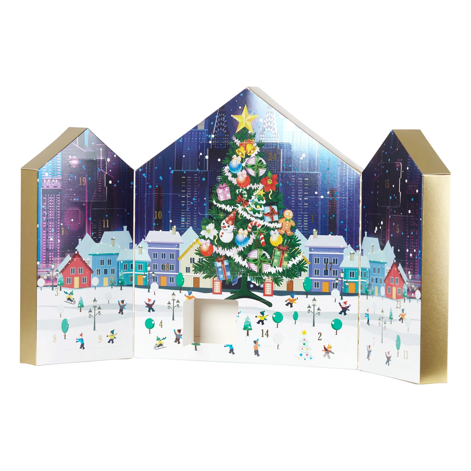 China Atacado Design personalizado caixas de embalagem de papel grau alimentar Chocolate Presente presente de Natal 12 dias contando calendário do Advento Ramadã Caixa cega