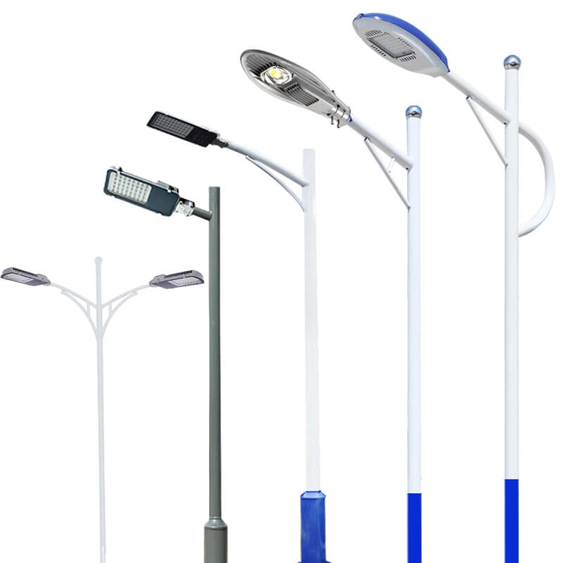 Pulverbeschichtung LED Street Light Pole mit Einzel-/Doppelarm Mit Fabrikpreis