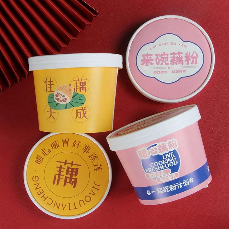 Factory Price Paper Shaved Ice Packaging Box Snow Cream Smoothie Paper Packing Box Disposable