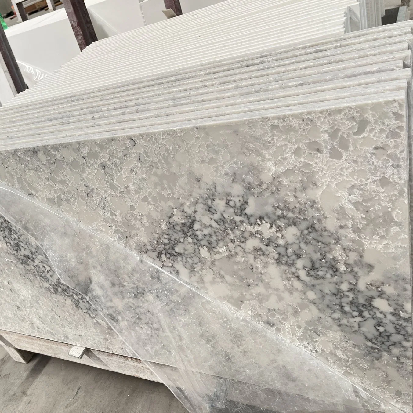 Modern Building Material Cheap Prefab Solid Surface Marble Look Quartz Stone Counter Tops