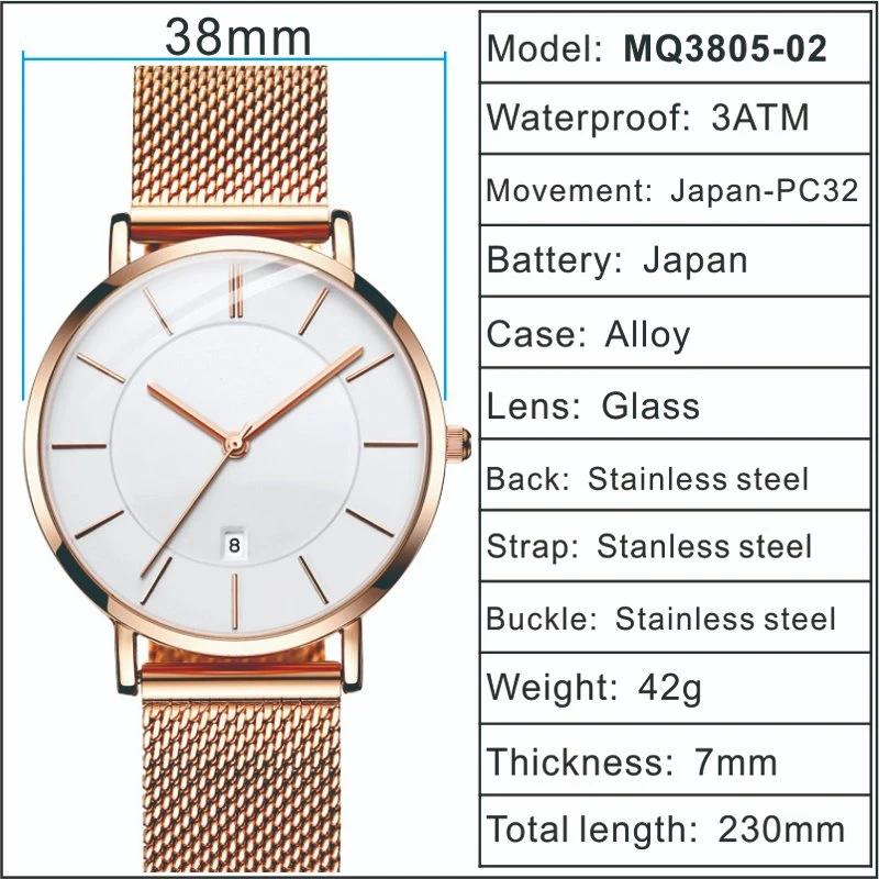 Popular Women Stainless Steel Watch 30m Waterproof Custom Your Own Brand Minimalist Quartz Watch