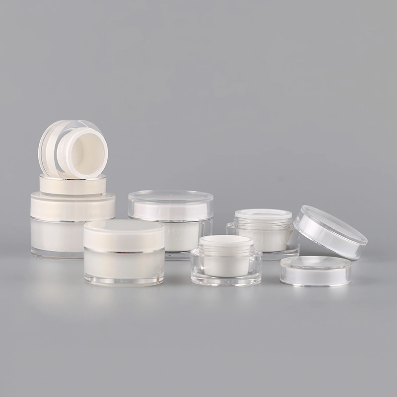 Customized Made White Round Plastic PMMA 15g 30g 50g Cosmetic Jar