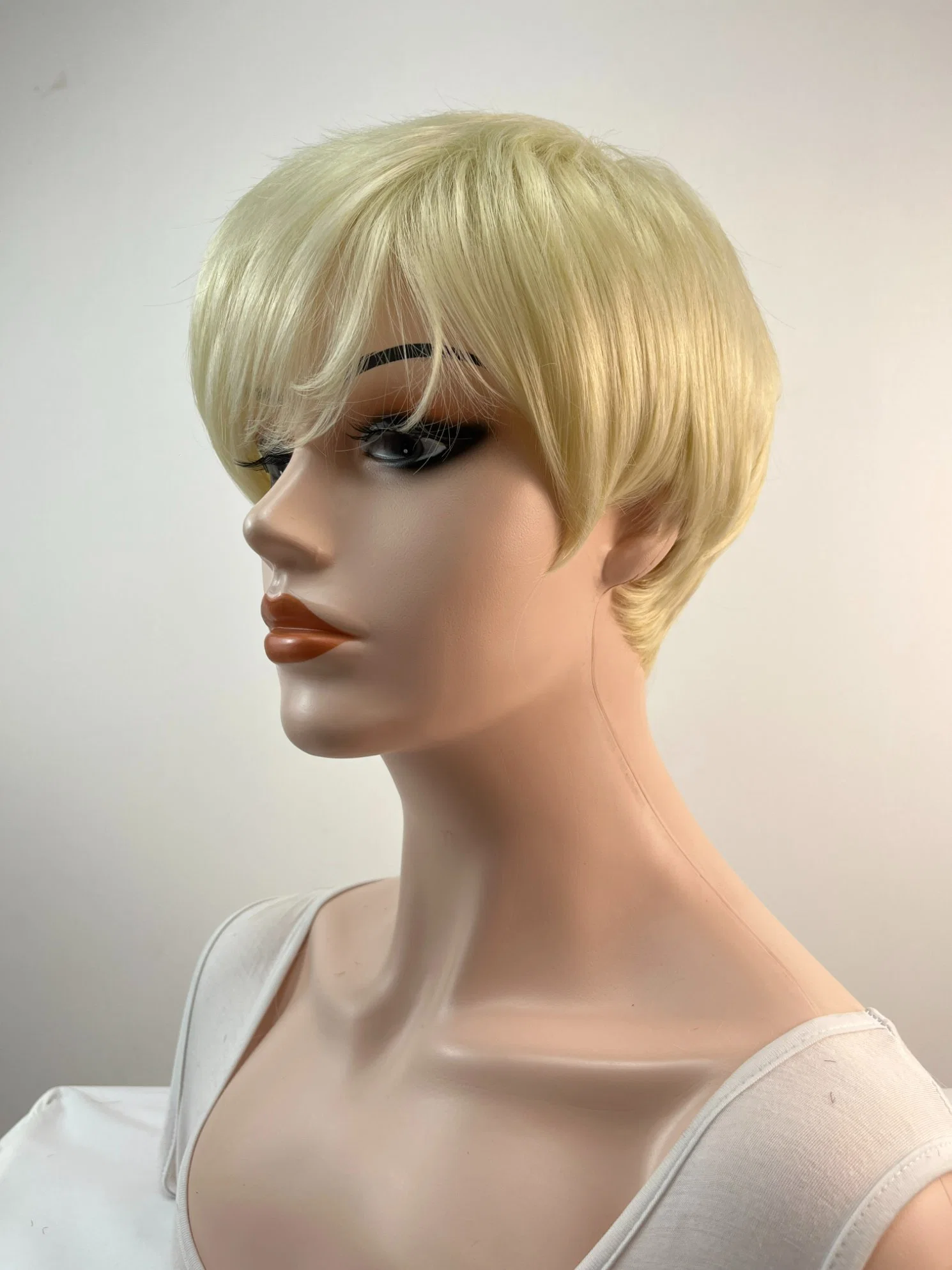 Russian White Women Short Blonde Wigs Synthetic Straight Bob Hair Daily Wig