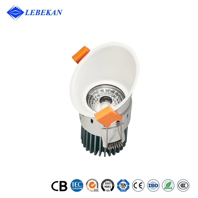 High Power Bevel COB Round Ceiling Recessed Indooor Downlight LED Spotlight IP65 Aluminum Narrow Beam Angle 5W 8W 10W LED Downlight