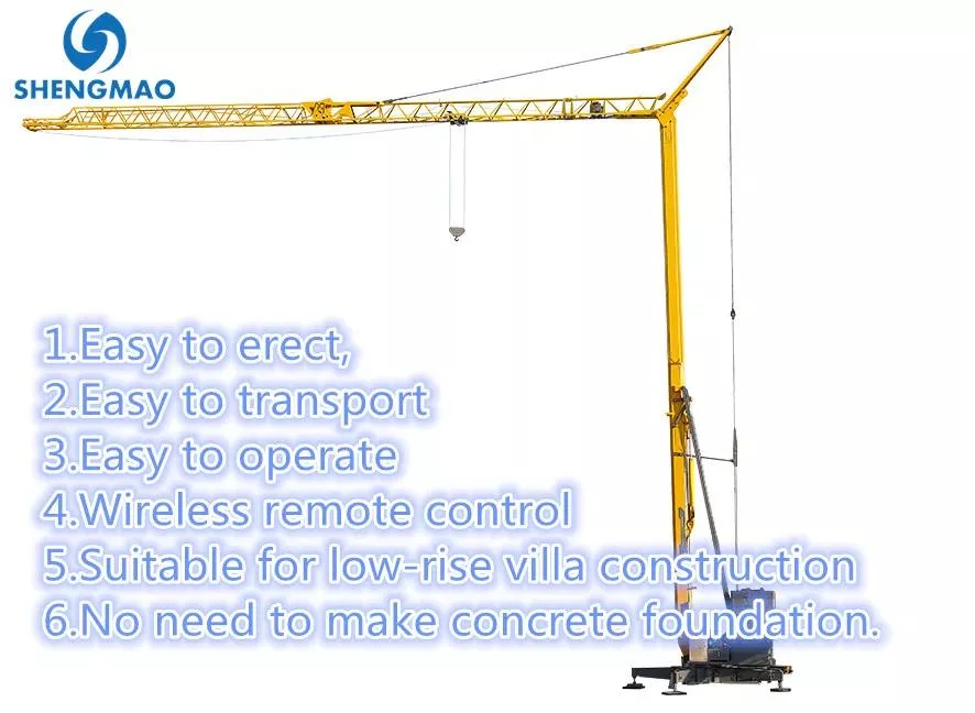 Manufacturer Self Erecting All Mobile Folding Tower Crane Wireless Remote Control for Building