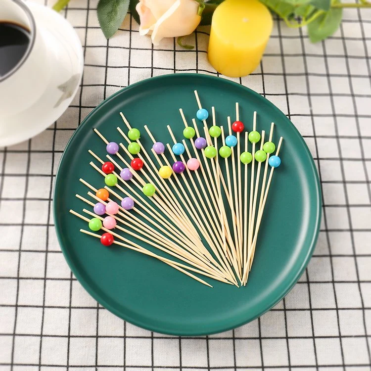 Bamboo Picks Disposable with Wooden Bead for Party