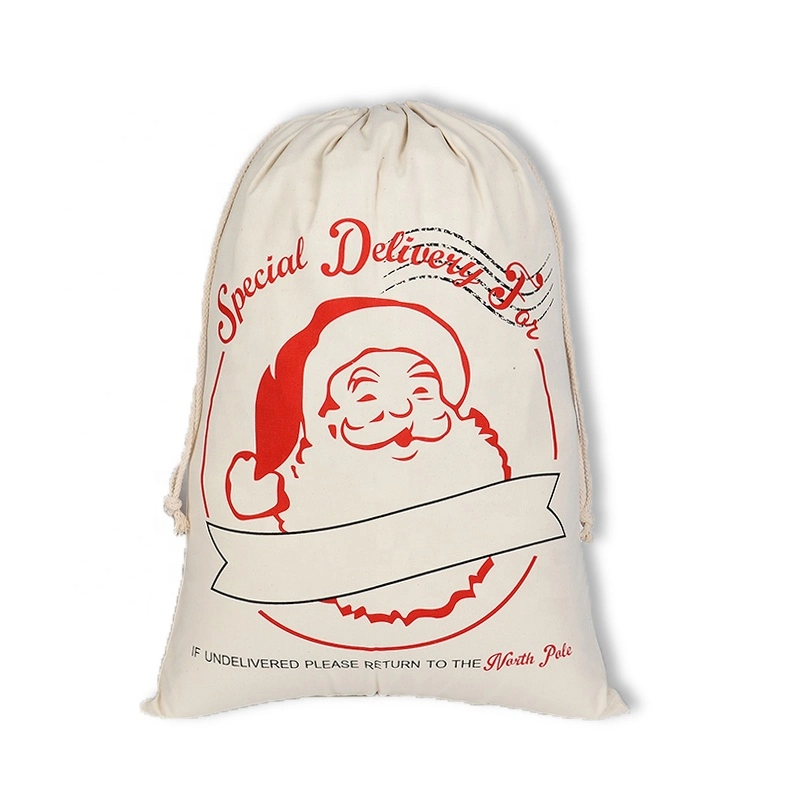 Noel Custom Canvas Cotton Gift Bag Drawstring Christmas Santa Sack