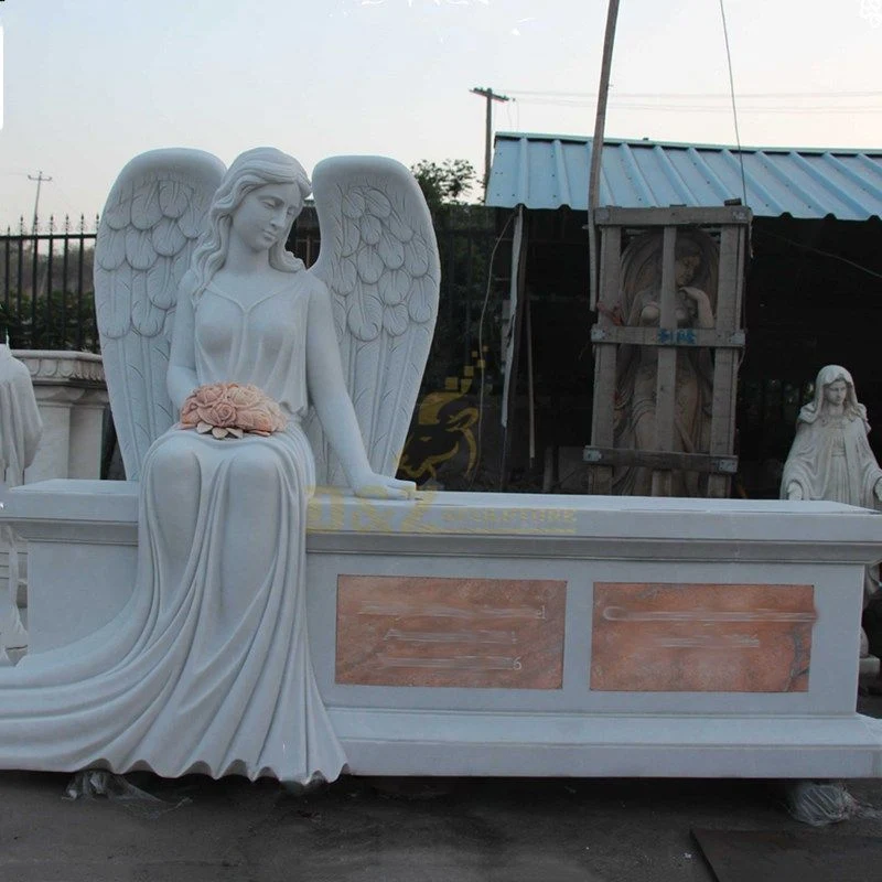 Marble Funeral Grave Weeping Virgin Mary and Jesus Monuments Headstones