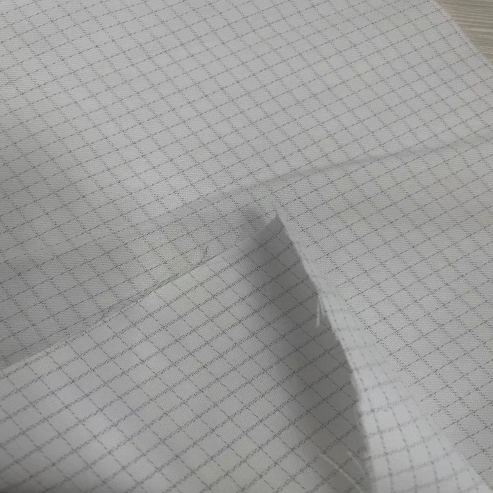 Sarga electrostática T/C 0,4/0,5mm rejilla Anti-estática de algodón de poliéster sin polvo de seda Tela