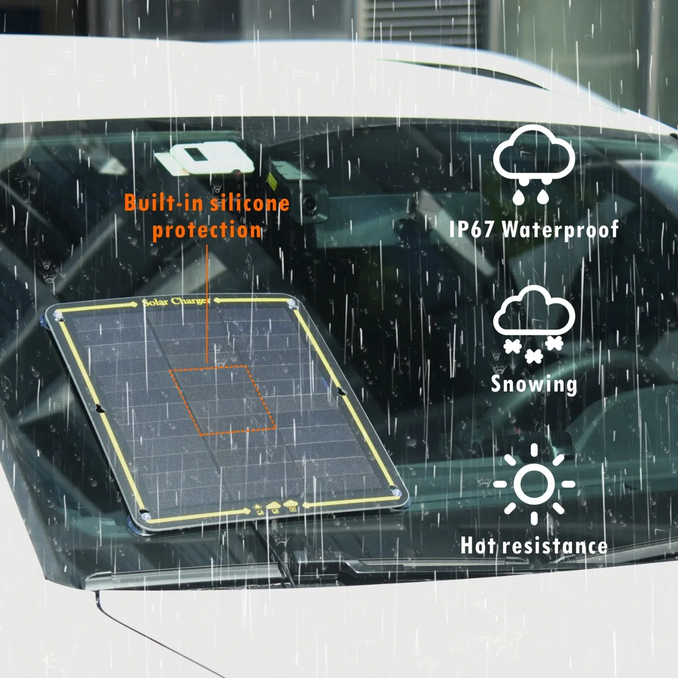 Carregador portátil de bateria solar de 15 W 12 V e manutenção com isqueiro Ficha do isqueiro e pinça de crocodilo