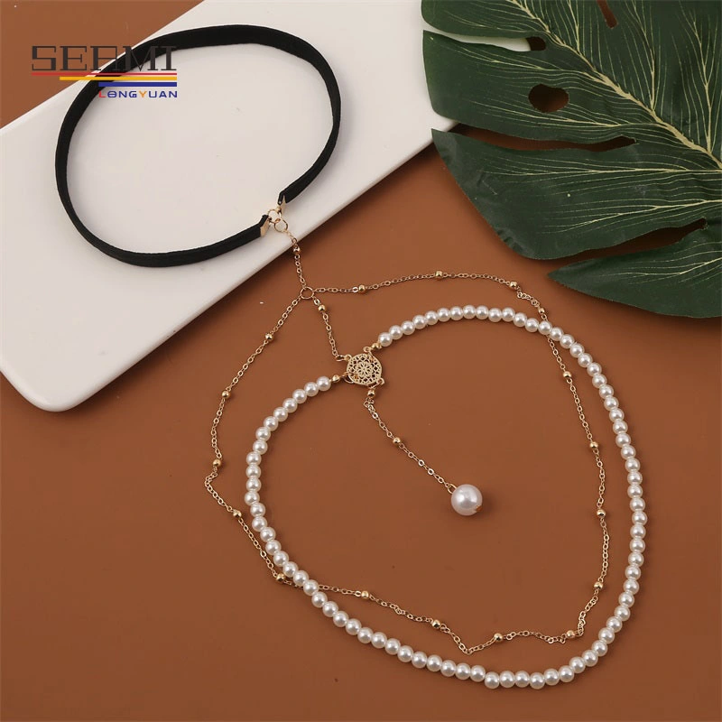 Multilayer Pearl Chain Leg Chain Women Personality Long Body Chain