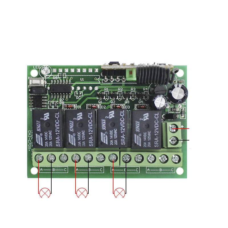 433MHz 4 Canaux Sans Fil Code d'Apprentissage 24V/12V Interrupteur de Télécommande et Kit de Contrôleur pour Porte Portail