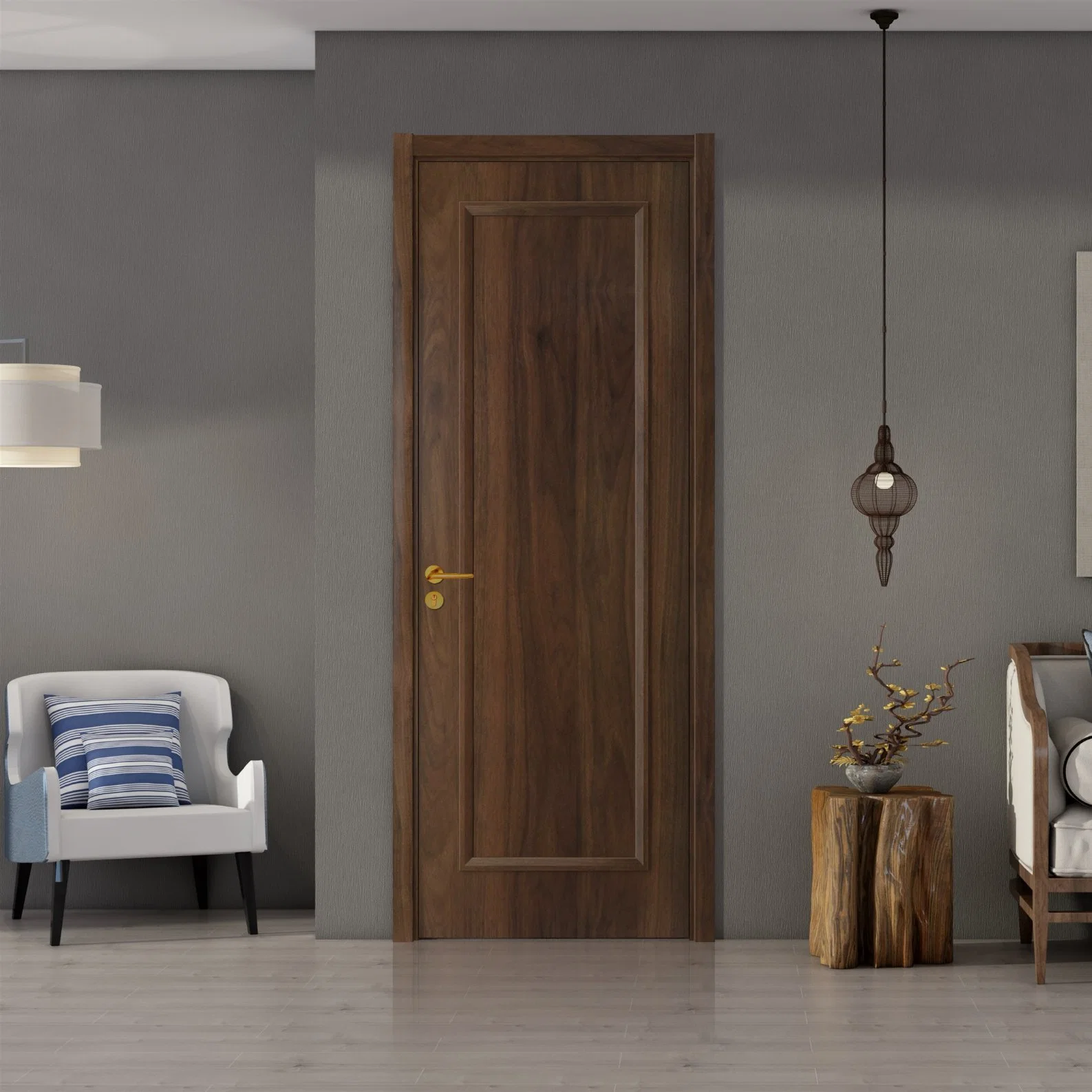 Fashion Collection Xinzhiya Safety Silding Daiying Main Sesign Solid Wood Plain Modern Single Bedroom Door with Wooden Plywood Panel Simple Design