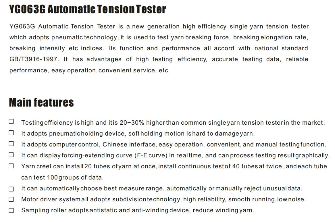 Automatic Tension Tester Yarn Laboratory Instruments