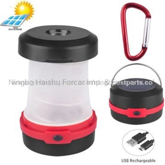 Collapsible Mini Solar LED Camping Lantern Lights Rechargeable and Folding Camping Lamp with Power Bank Function Potable Solar Camping Light