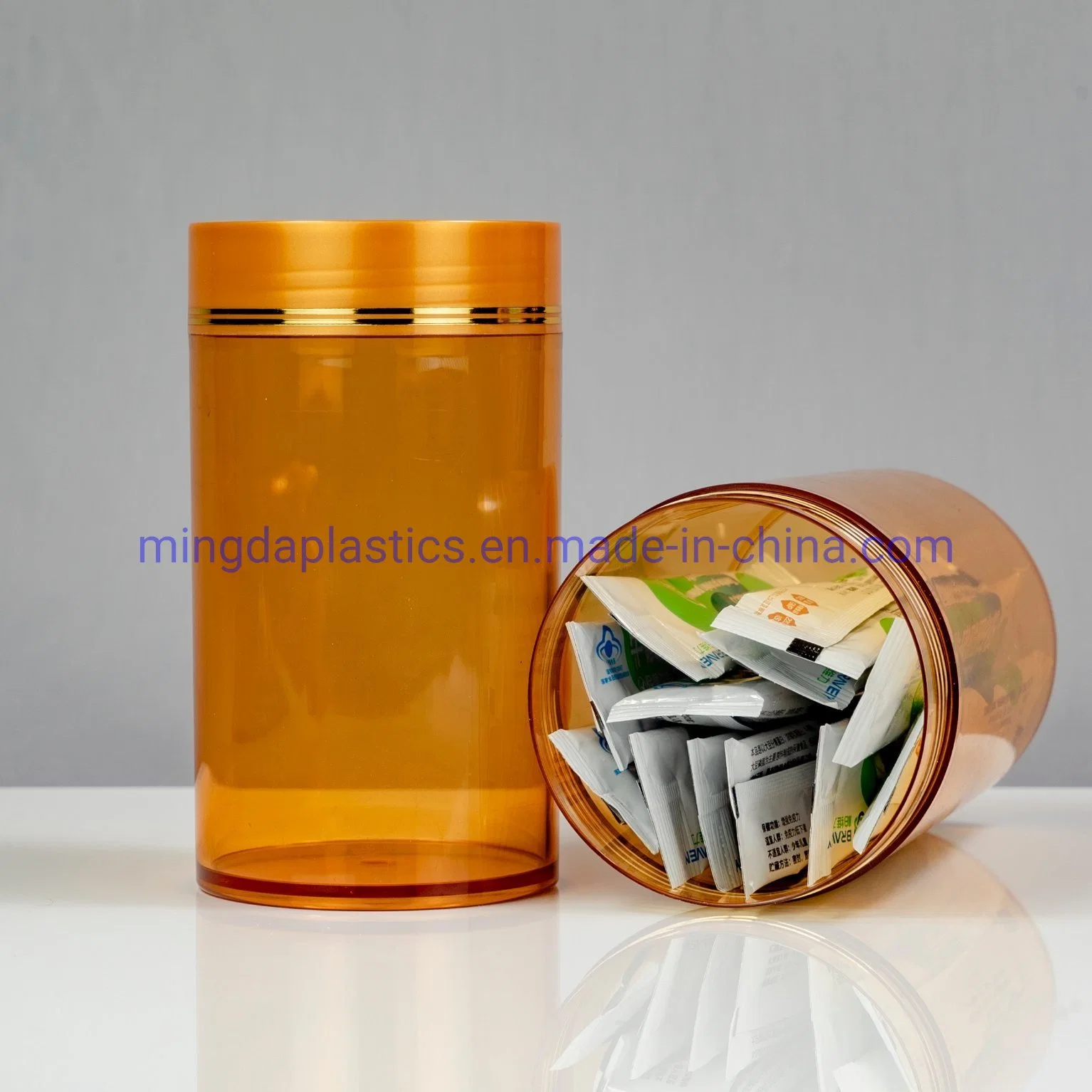 500ml Amber Straight Side Plastic Packaging Acrylic Similiar Supplement Pet Round Bottle Supplier