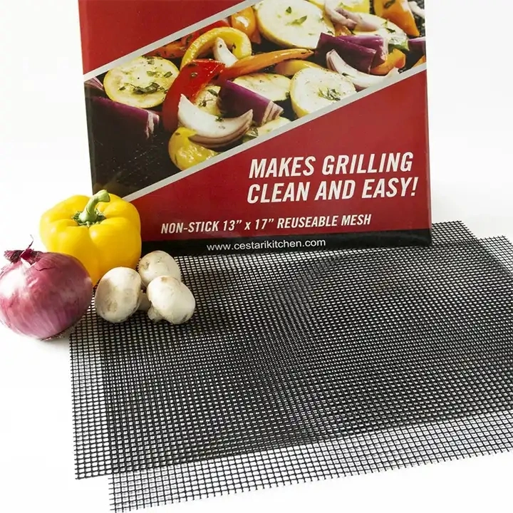 Food Safe Heat Resistant PTFE BBQ Grill Mesh Mat with Edges