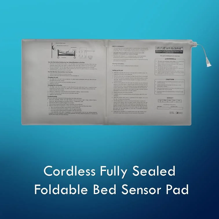 Cordless Fully Sealed Foldable Bed Sensor Pad/Bed Exit Alarm/Fall Prevention Sensor Alarm/Patient Safety Pressure Sensor Pad for Fall Management