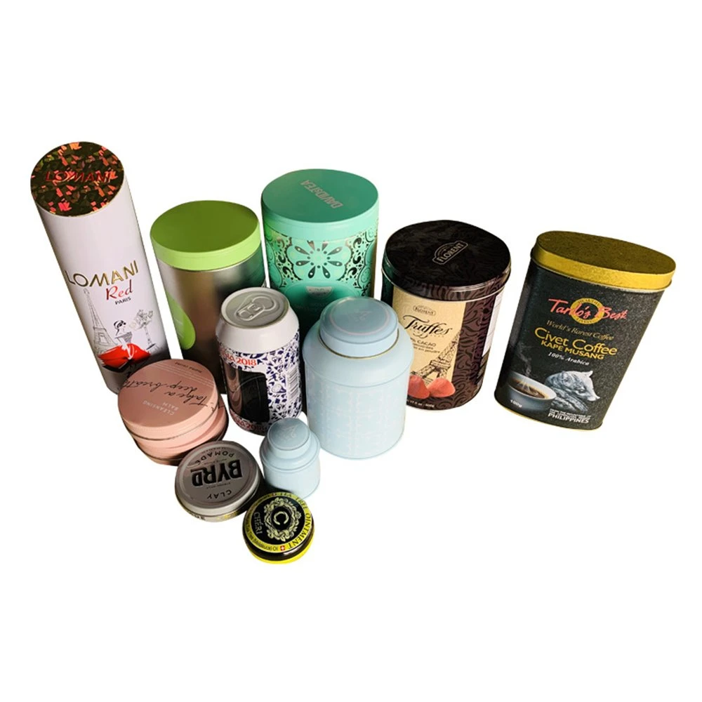 Caja de almacenamiento de recipientes cilindro pequeño Cans sellado té de café Tin Colores personalizados