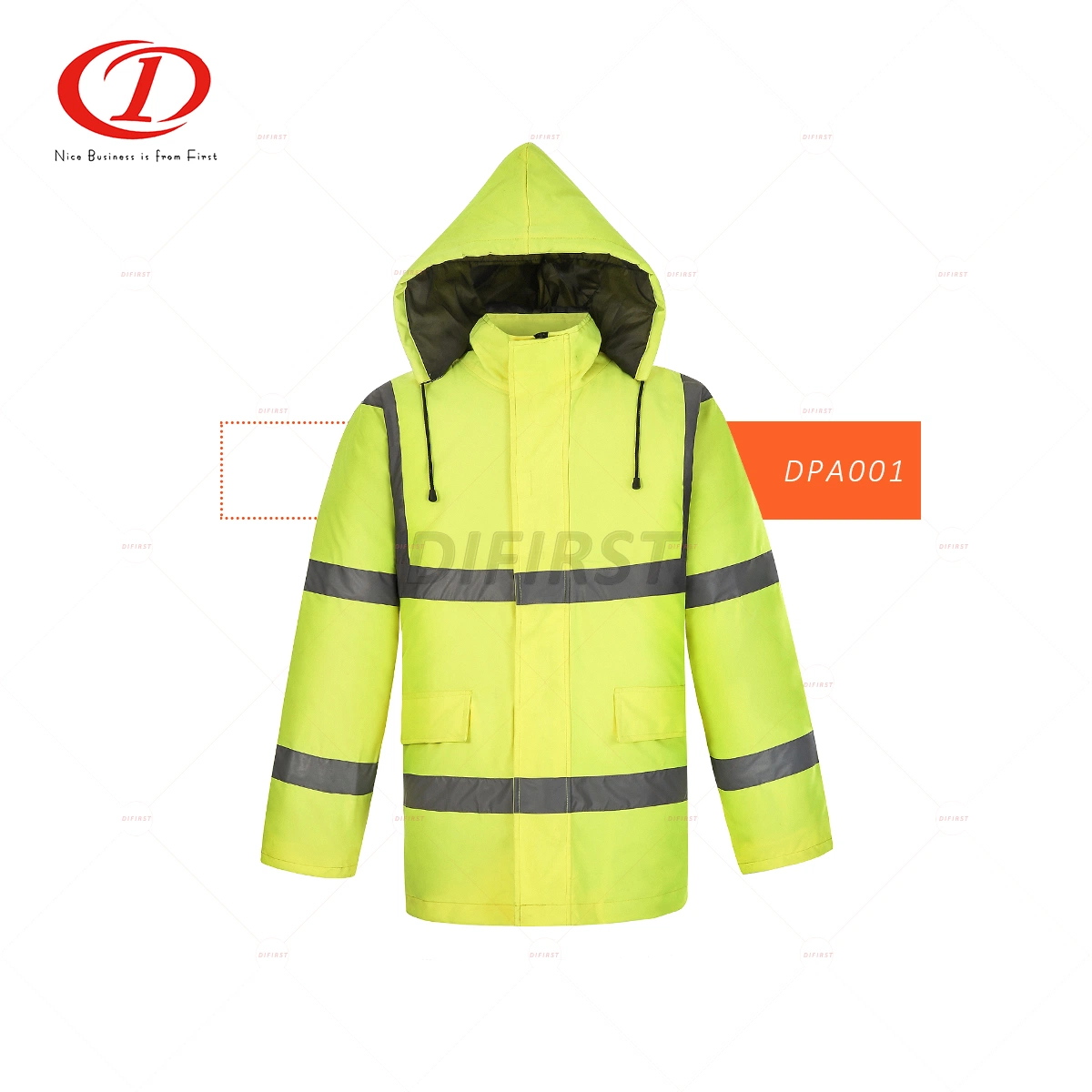 Personalización básica Oxford Waterproof Fabric Reflective Safety Jacket Abrigo de seguridad (Parka) Dpa001