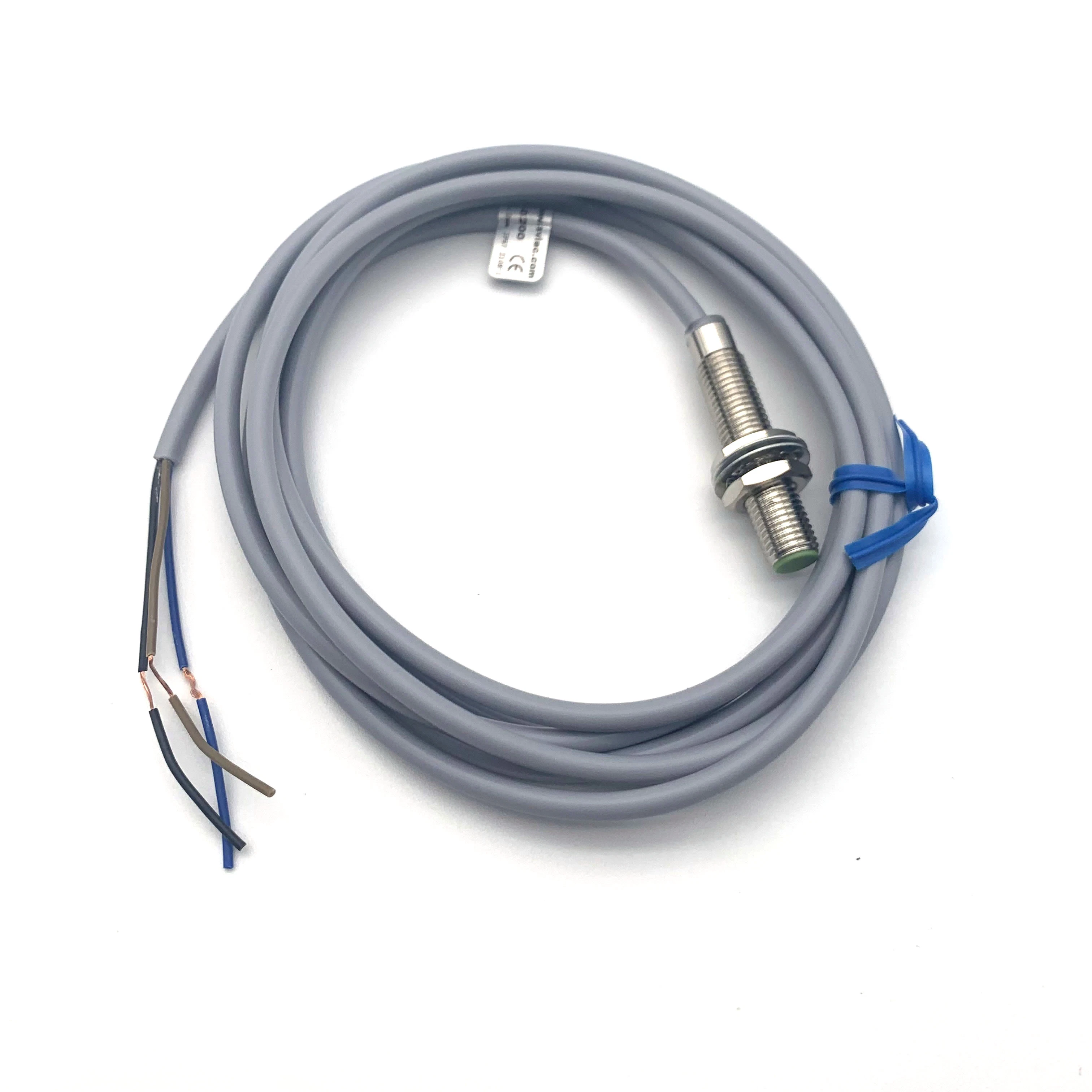 NPN No 1mm Detect Switch M8 Inductive Proximity Sensor with 2m Grey PVC Cables