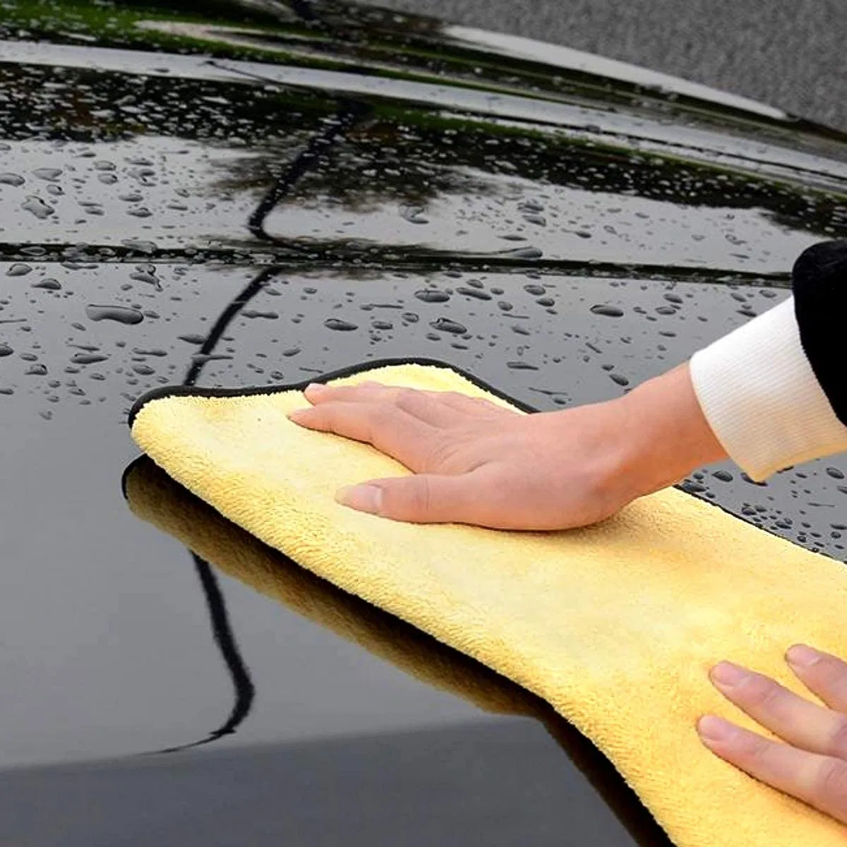 Novo pano de limpeza de polimento e polimento de detalhamento automático de pelo longo e curto amarelo 40X80cm 400GSM Toalha de lavagem de carro de microfibra.