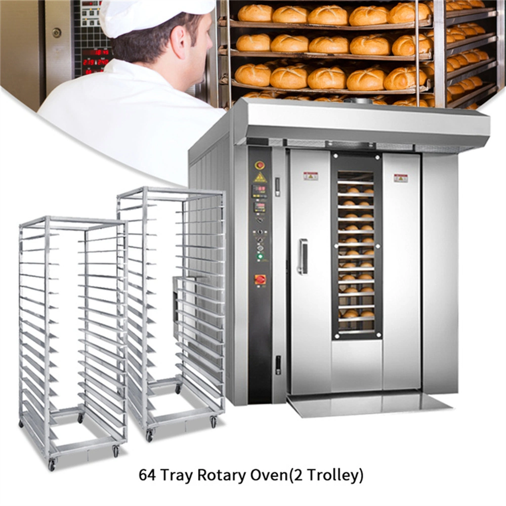 Bread Rotary Oven 16 32 64 Trays Rotary Oven for Bread Biscuit Cookie Pizza Chicken /Gas /Electric /Diesel Rotary Bakery Oven