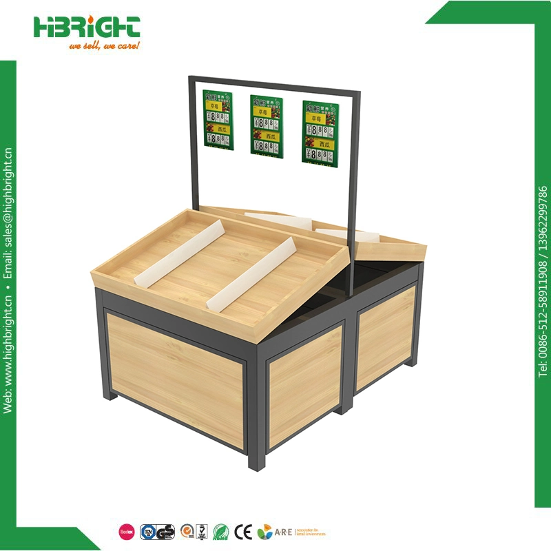 Supermarkt Geschäft Display Metall Holz Obst und Gemüse Stand Rack Und Gondola Regal zum Verkauf