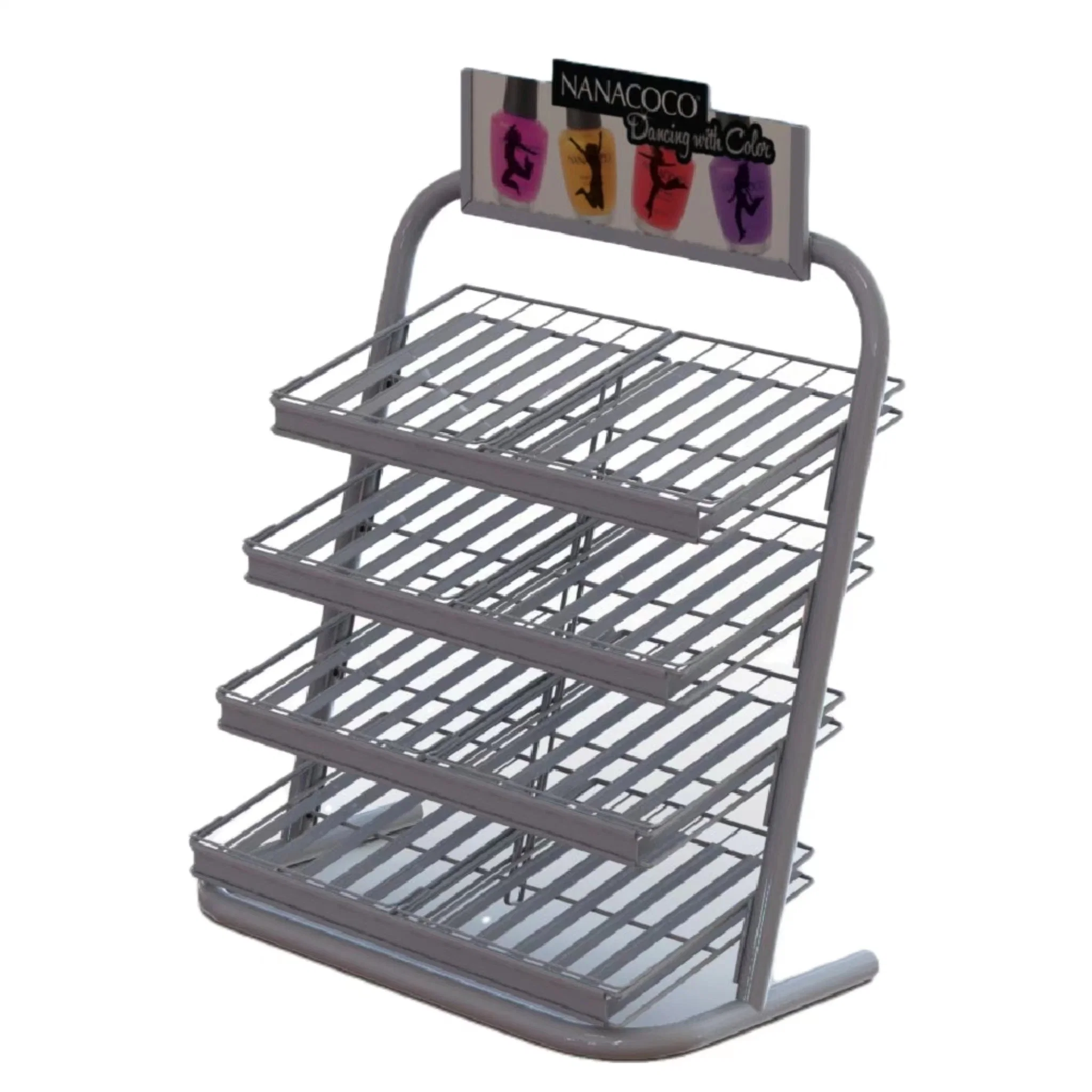 Customized Pop Countertop Metal Wire Makeup Shelf Cosmetic Nail Polish Display Stand