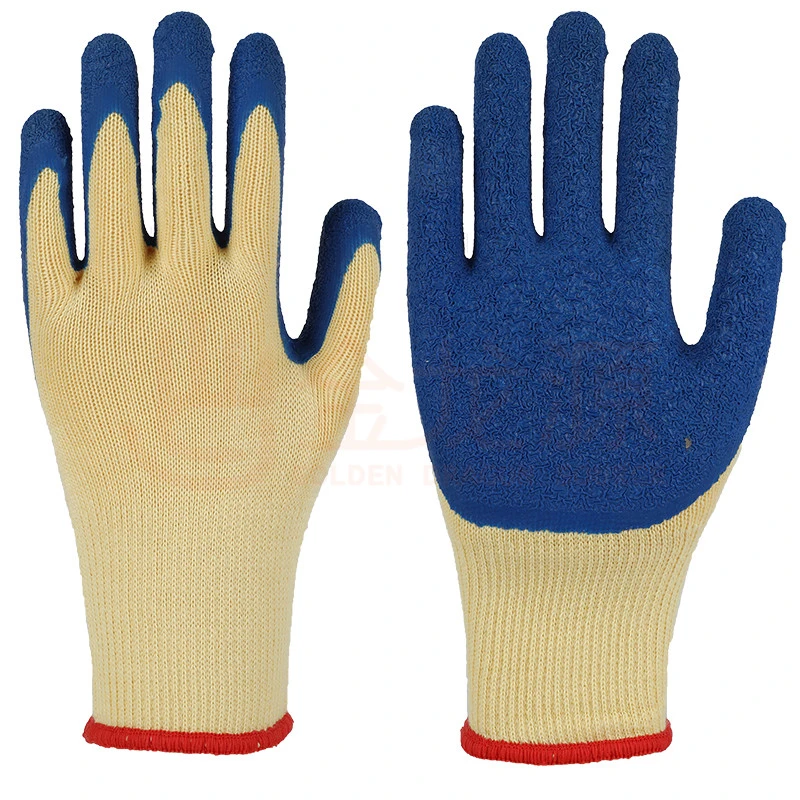 100g Thread Polycotton Latex Crinkle Palm Coated Protective Safety Work Rubber Labor Gloves