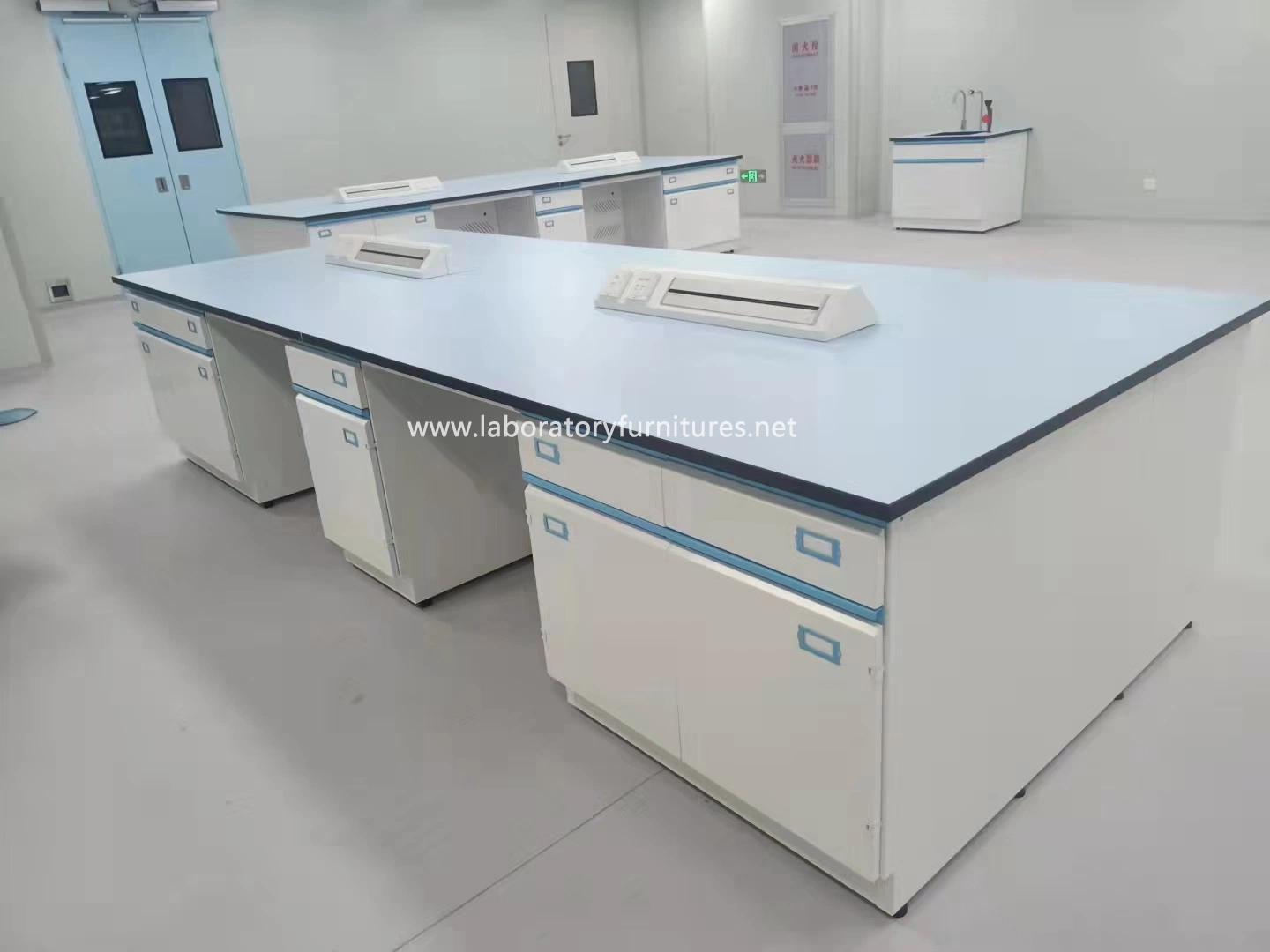 Steel Lab Wall Bench with Wall Mounted Cabinet Lab Furnitures Jh-SL103