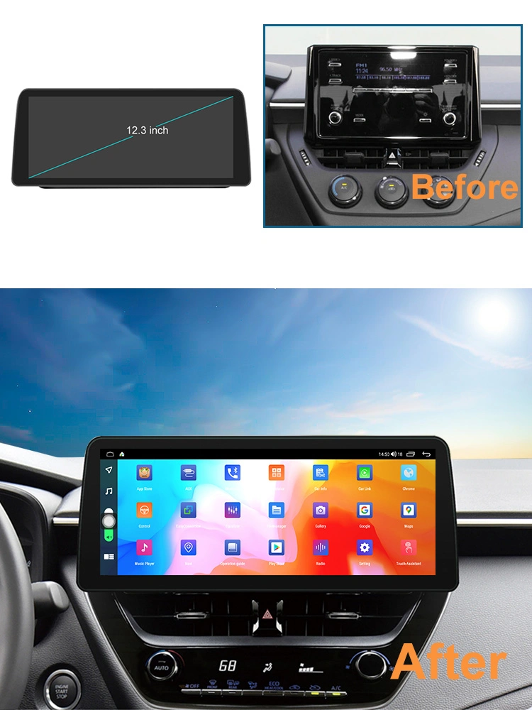 Full Touch Compatible Screen Car Android Electronic Multimedia Player for Toyota Corolla 2019 2020 2021 4+64 GB GPS Navigation