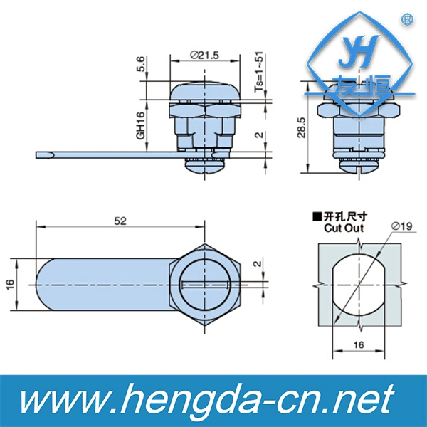 Yh9804 Hook Cam Flat Lock/Latch Lock