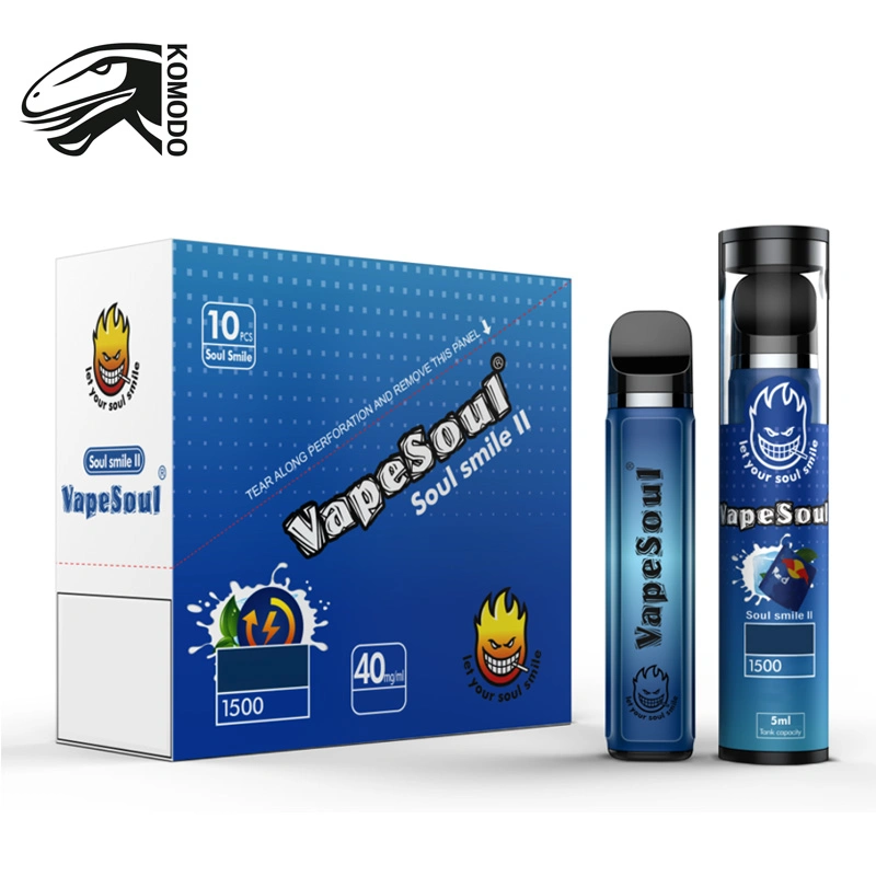 Original Vapesoul Soul Smile II Tragbarer Vaporizer 5ml 1500 Einmal-Vape Pen Mit Puffs