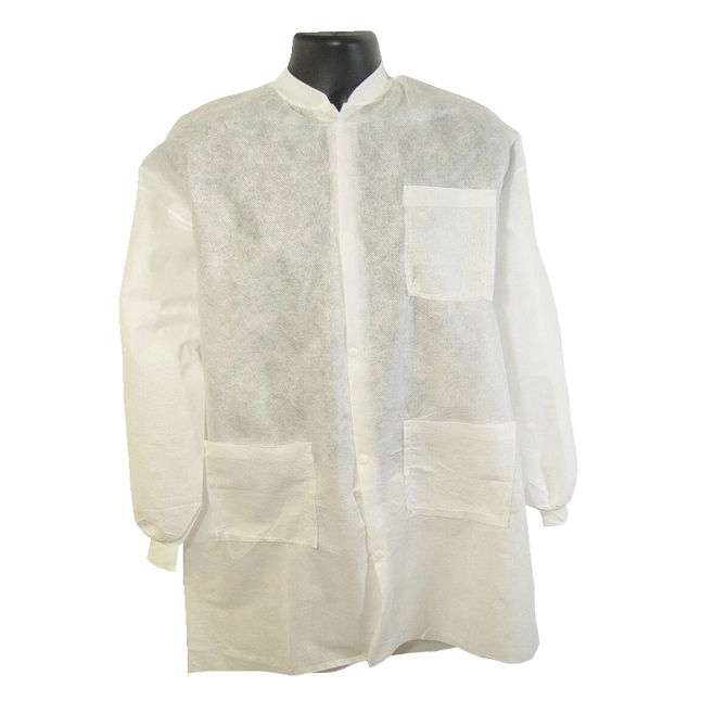 PP Non Woven Lab Coat Polypropylene Disposable Coats with Pockects