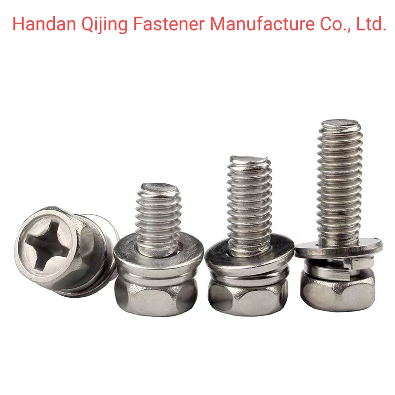 Cross Recessed Hex Head Combination Assembling Screw Assembly Screw with Washer and Spring Washer Carbon Steel Q235