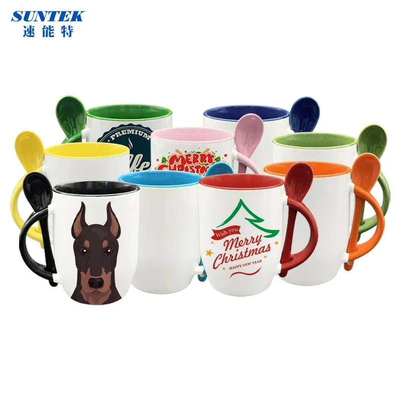 12 oz sublimation couleur de la poignée de Café Tasse avec cuillère pour cadeau de Promotion