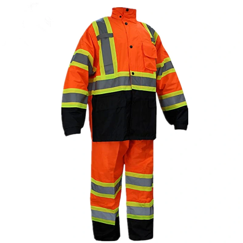 Custom Waterproof Hi Viz Safety Reflective Jacket Waterproof Motorcyclist Raincoat Set