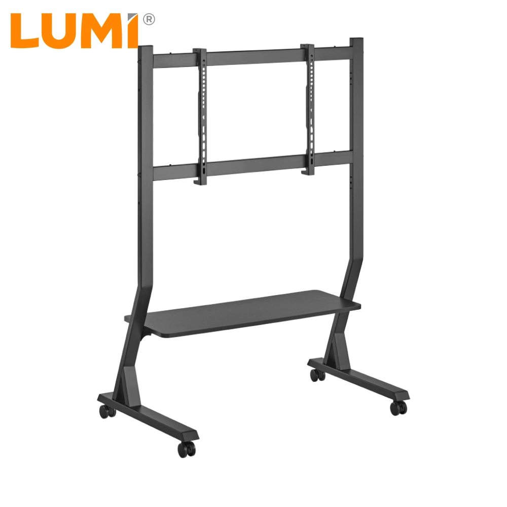 Height Adjustment Rolling TV Cart Mobile TV Stand with Locking Wheels and Shelf for 45-90 Inch LCD LED Flat Panel Screen TVs