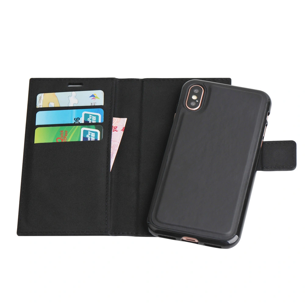 Classic Detachable Magnetic 2 in 1 Dual Wallet PU Leather Mobile Phone Book Flip Protective Cover Back Case for iPhone 14 Factory OEM Logo Card Slots