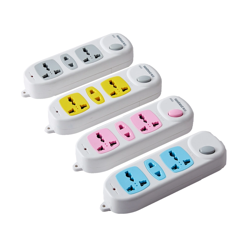 High Quality Panel Mounted Socket Multi Colorful Wall Extension Socket Switches Power Strip with 2.8m Cord