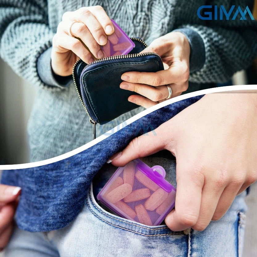 Caja de la píldora pequeña (3 paquete), caja de la píldora diaria portátil para el bolsillo de la píldora del Purse, píldoras de viaje Caja de almacenamiento de la medicina tapón para el oído