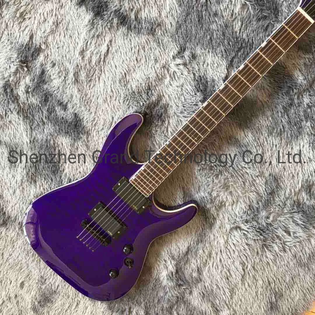 Custom Quilted Maple Top Neck Through Body in Purple Set Thru Neck Electric Guitar with Emg Pickups