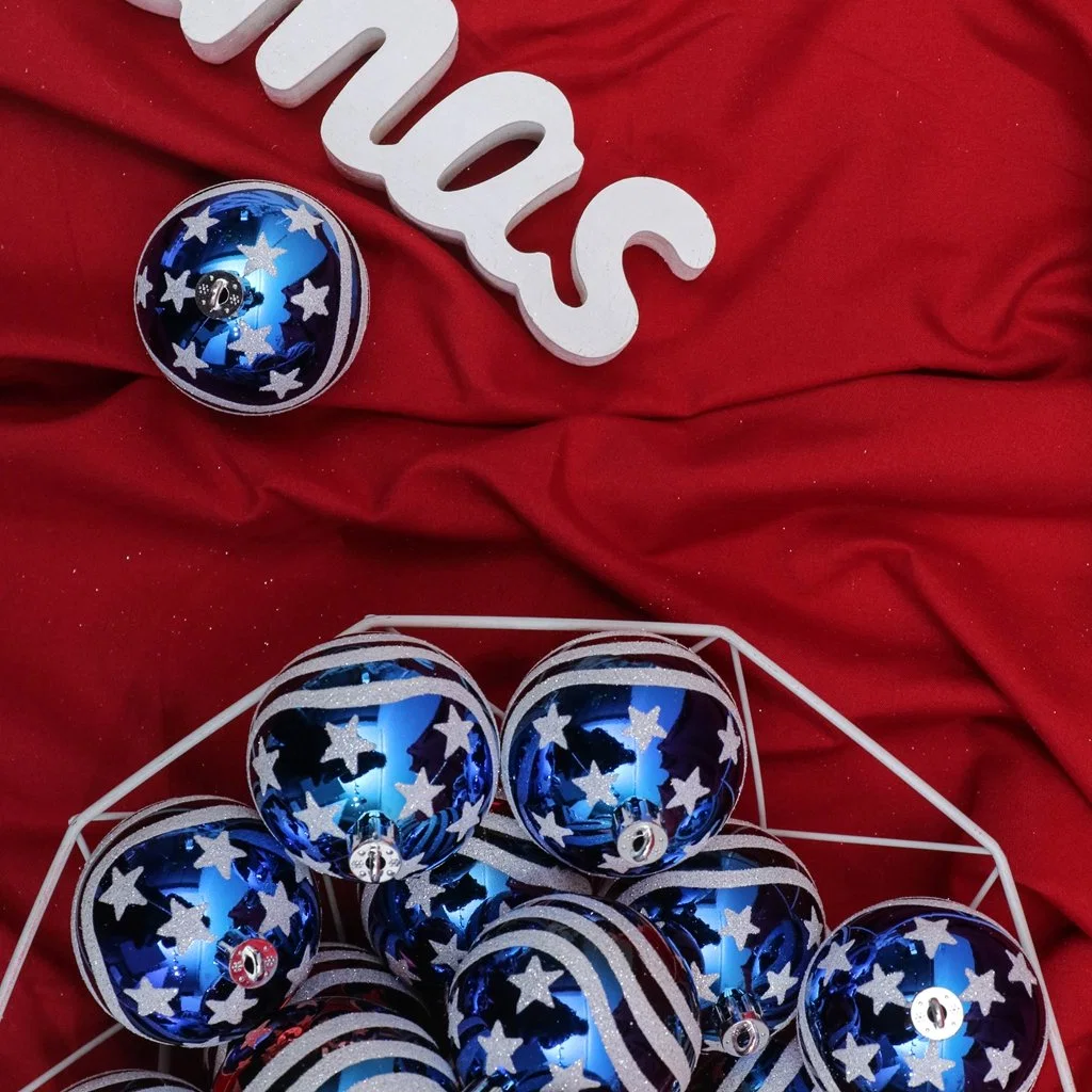 Christmas Plastic Ball Painted Stars and The Stripes Adornos De Navidad