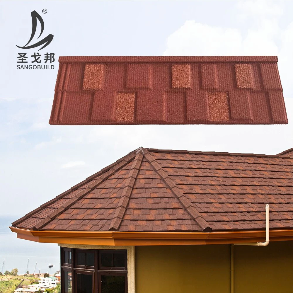 Американский стандарт Имитация строительных материалов Металлоконструкции Шакэ Камень покрытый Металлические листы крыши