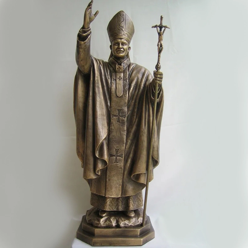 Artesanía de metal el Papa Juan Pablo estatua de bronce para la decoración de jardín